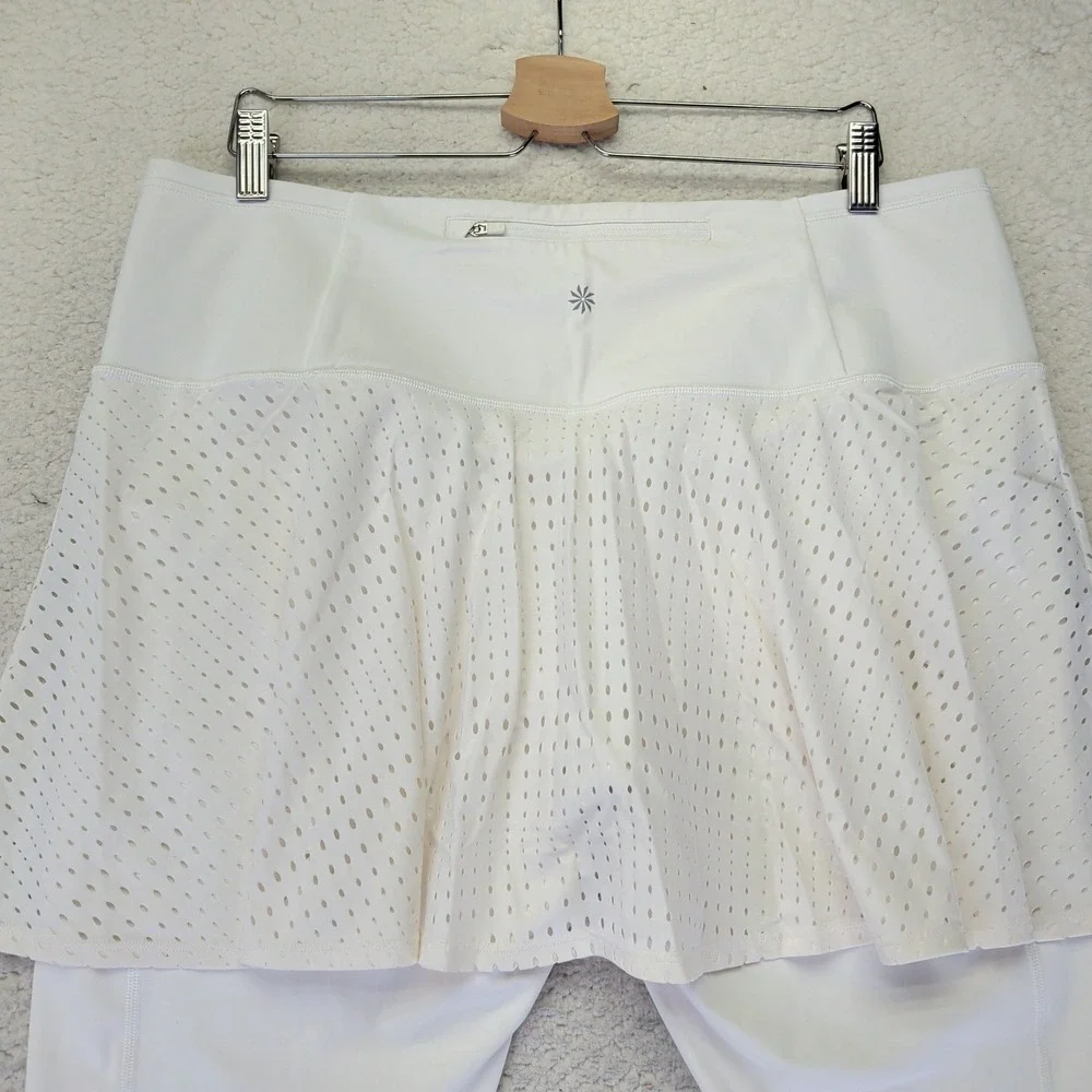 Athleta A Game 2 In 1 Crop Skirt‎ Leggings White Skapri XL 566735-01